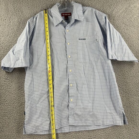 Simms Plaid Button Up Shirt Men's Large L Blue Fishing Breathable Cotton Blend - Picture 5 of 8